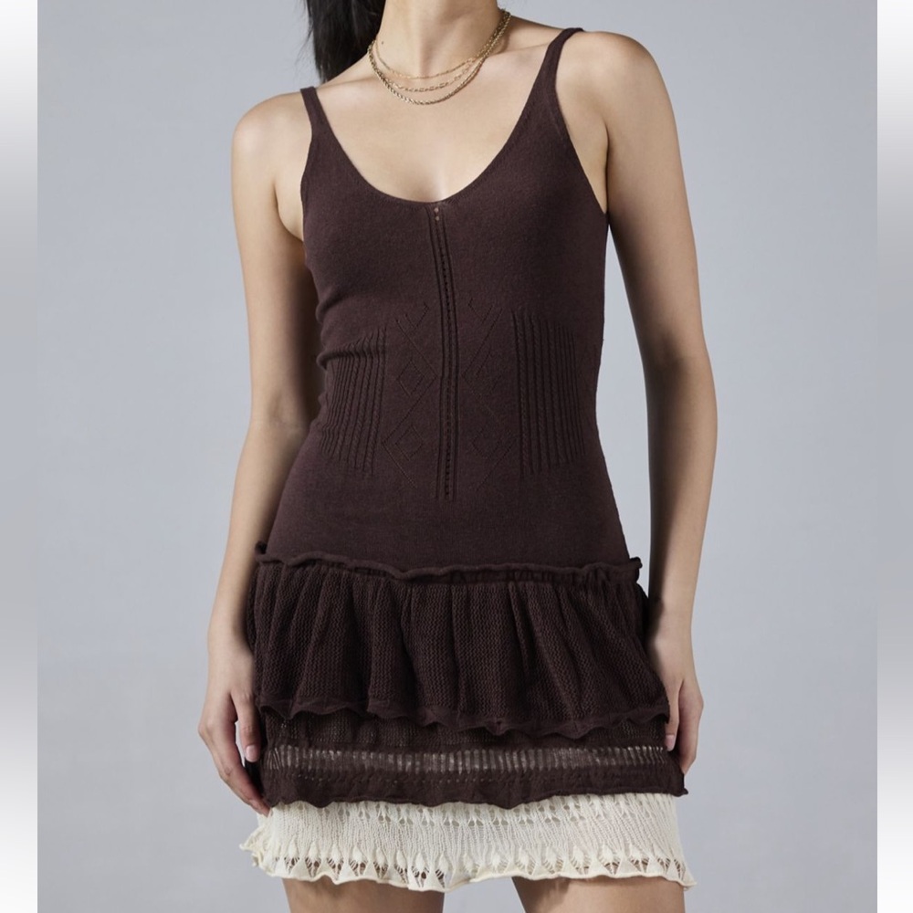 Urban Outfitters Kimchi Blue Tessa Tiered Ruffle Sweater Tank Mini Dress